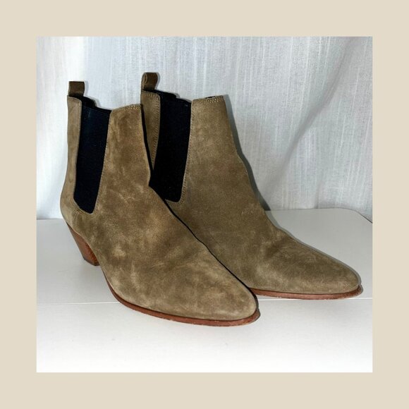 Designer IRO Yvette Suede Ankle Boots – Khaki, Size EU 39 / US 8 - Picture 5 of 11